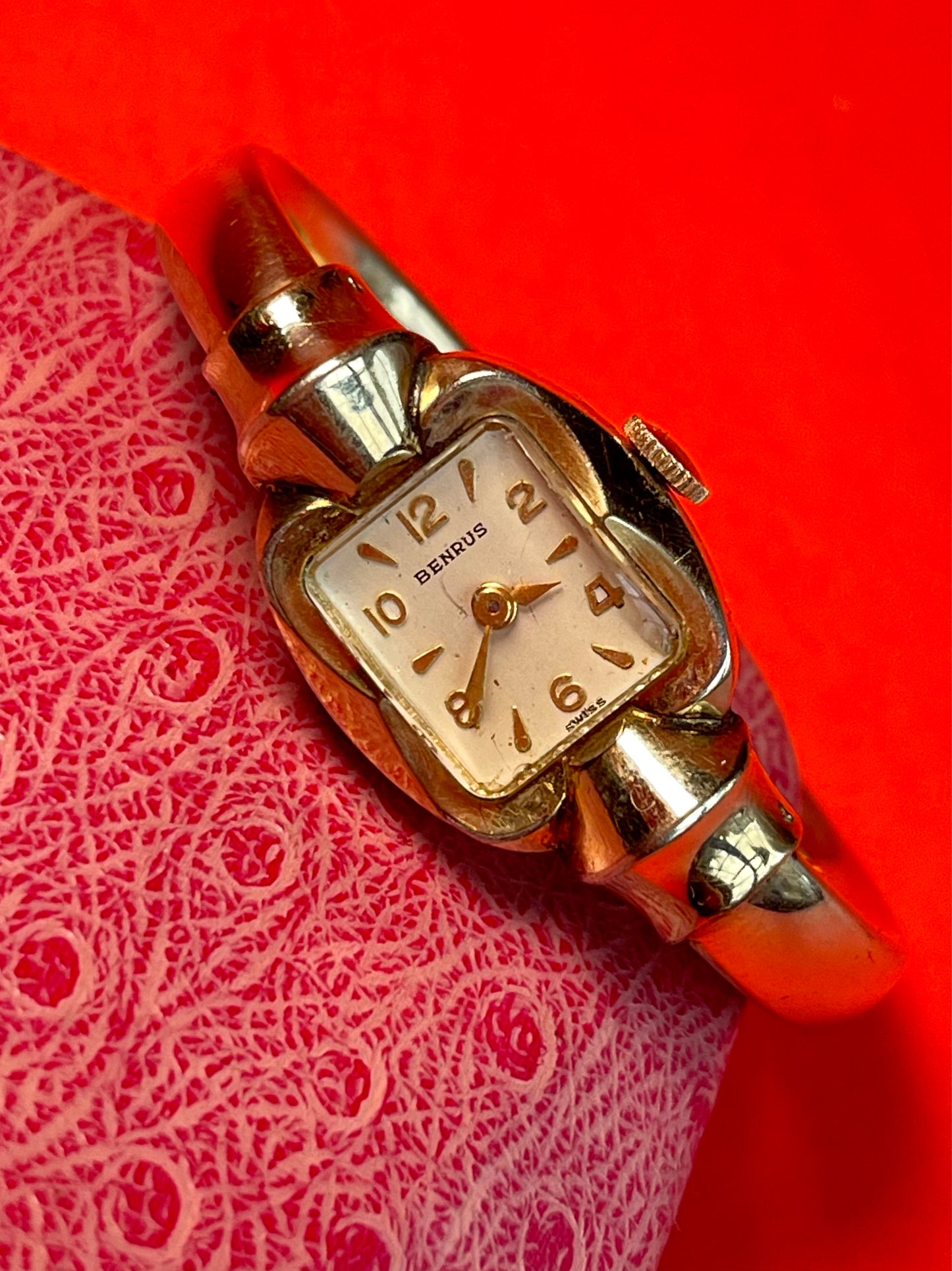 Vintage Benrus, Swiss-Made Watch, 1/10 10K Gold Filled with Bangle Bracelet