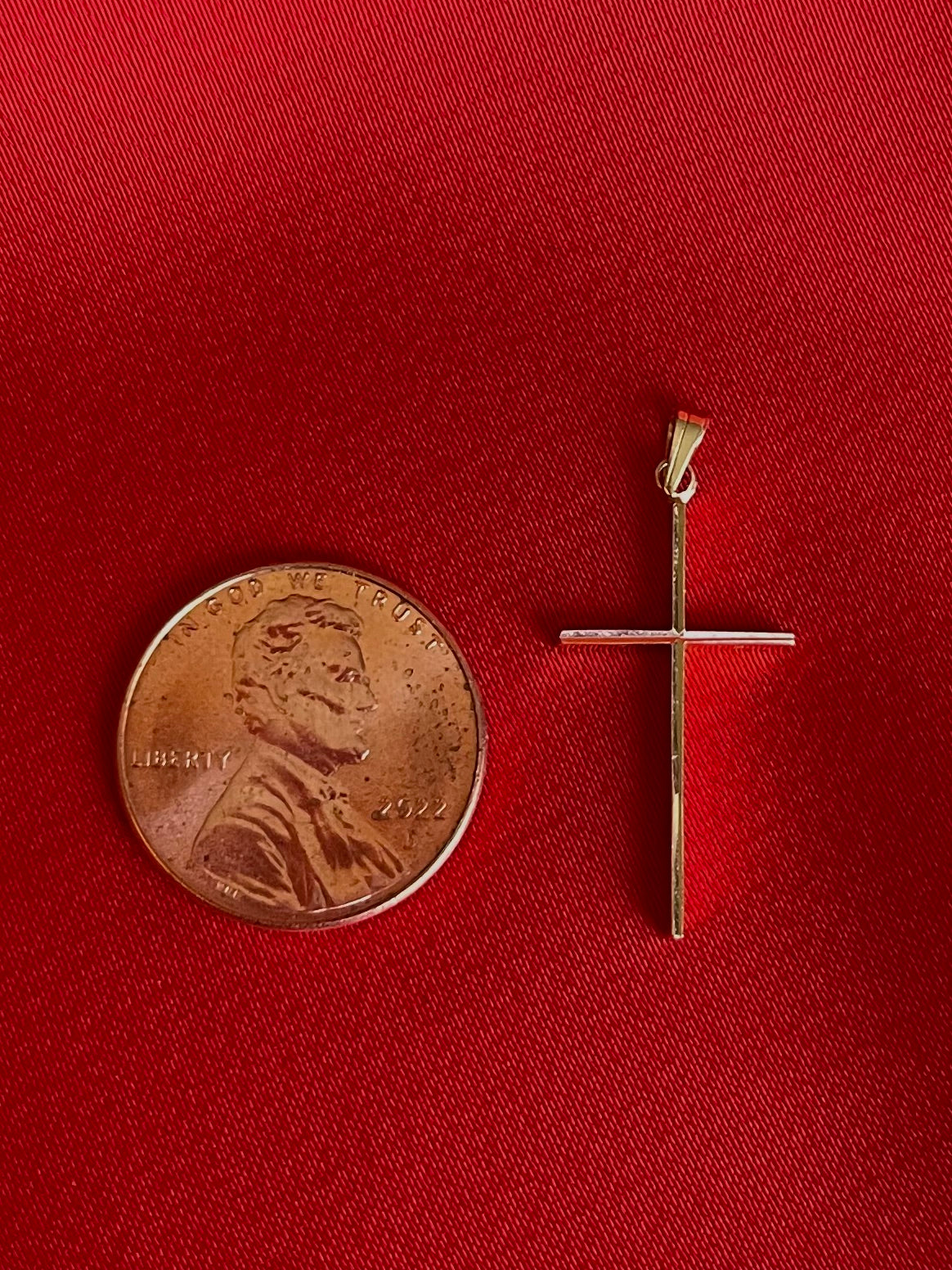 Vintage 14K Solid Yellow Gold Diamond Cut Finish Cross Pendant