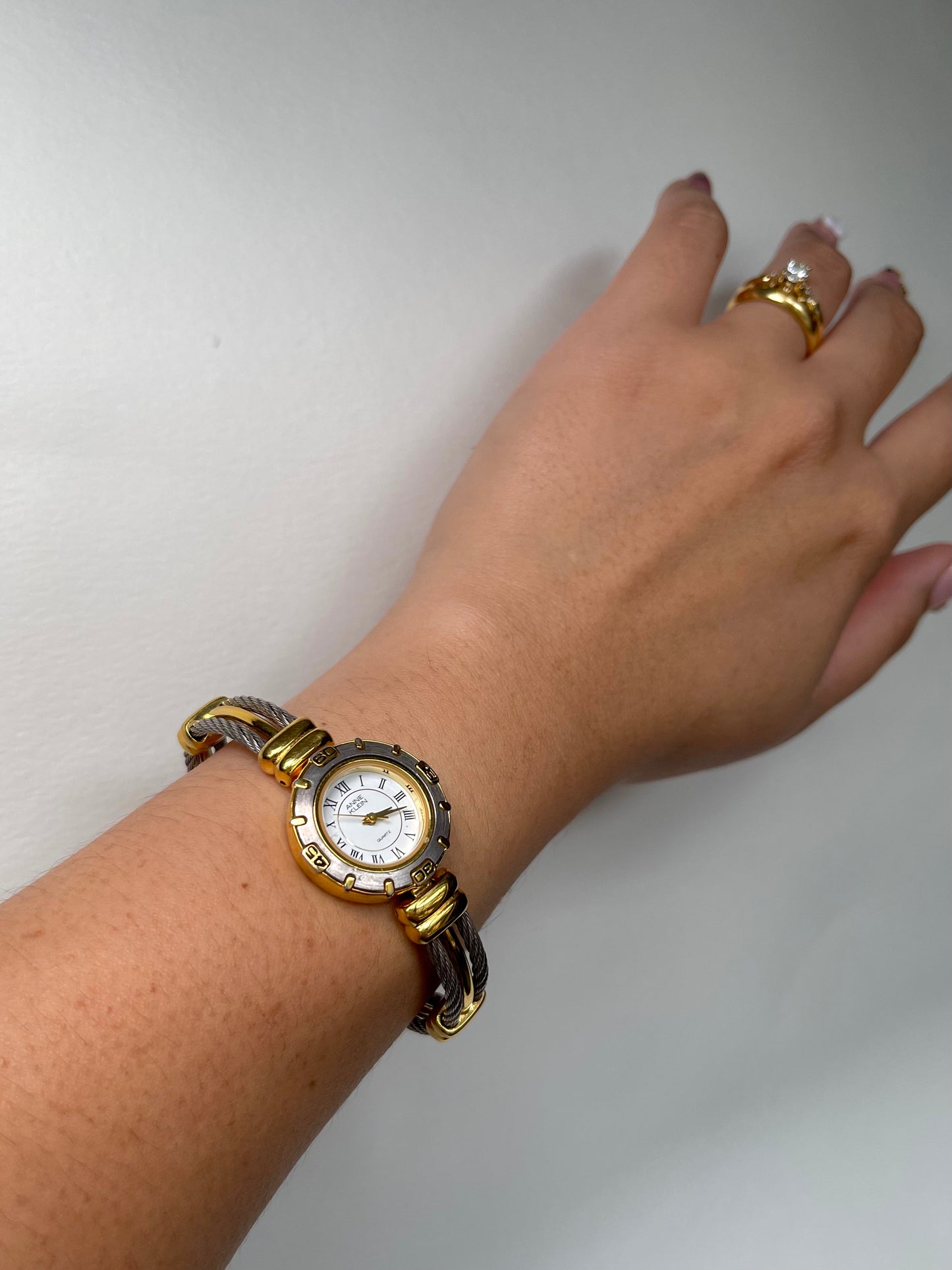 Vintage Anne Klein Watch Womens Multi-Toned Stainless Steel Classic Swiss Movement