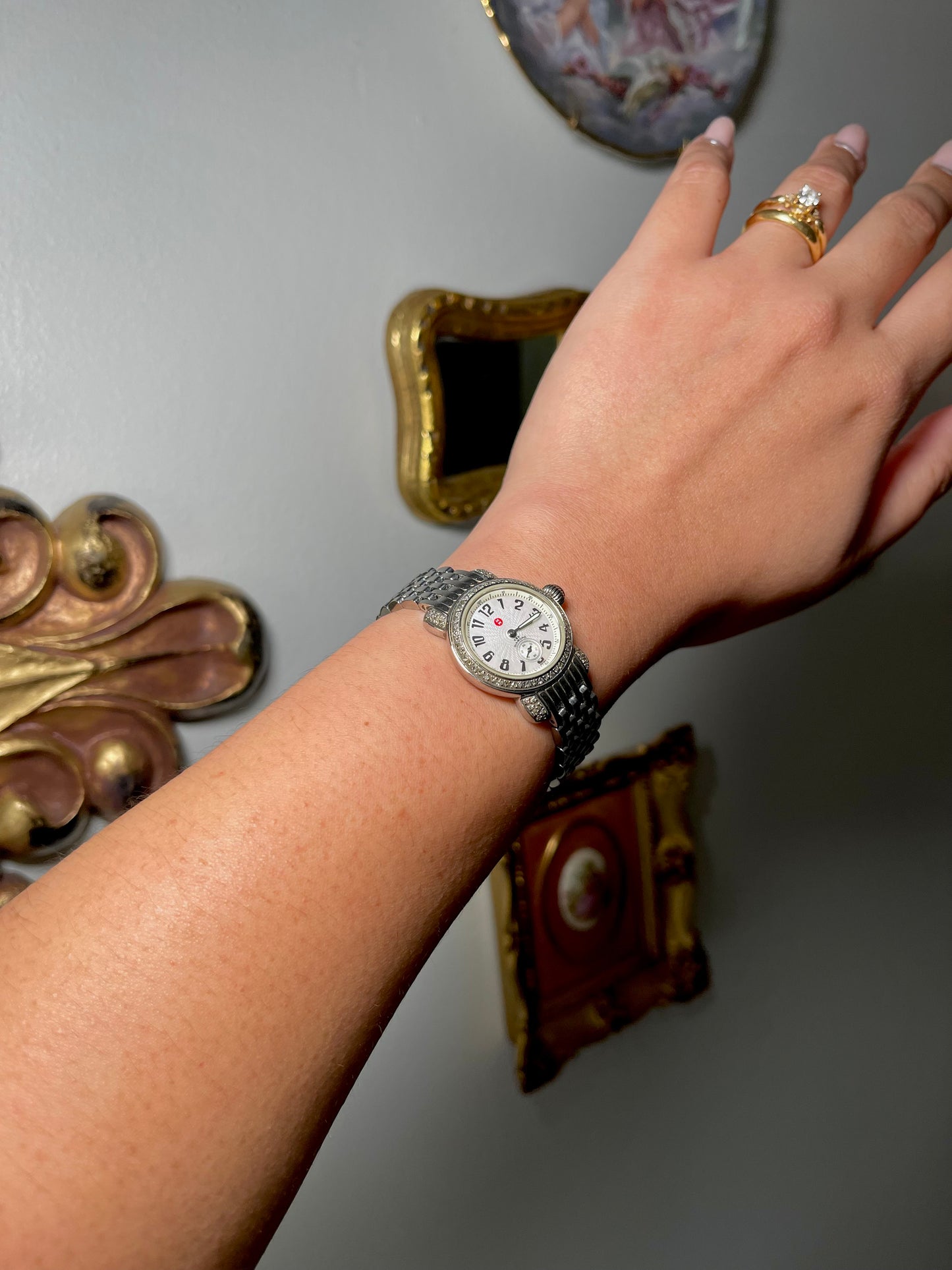 Michele Diamond Bezel CSX Petite Mother of Pearl Dial- Steel Quartz