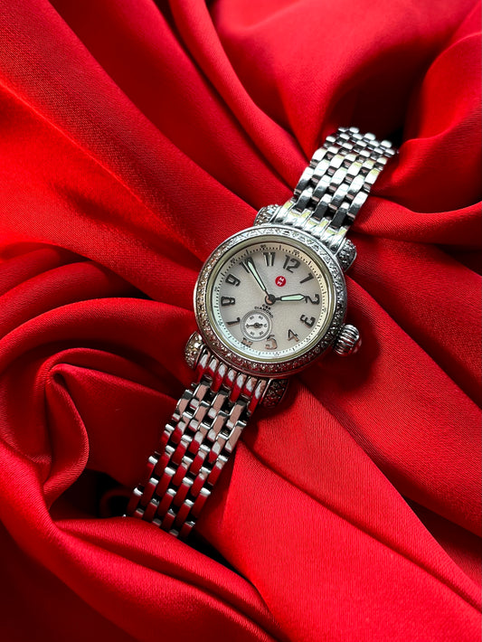Michele Diamond Bezel CSX Petite Mother of Pearl Dial- Steel Quartz