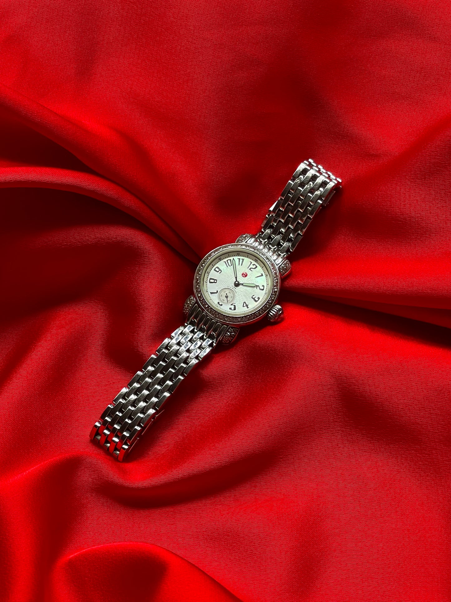 Michele Diamond Bezel CSX Petite Mother of Pearl Dial- Steel Quartz