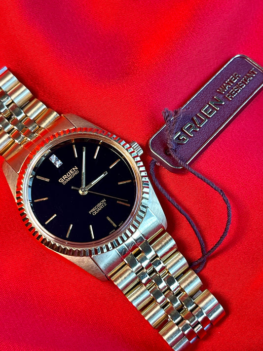 Vintage Gruen Quartz Presidential Diamond Men's Watch