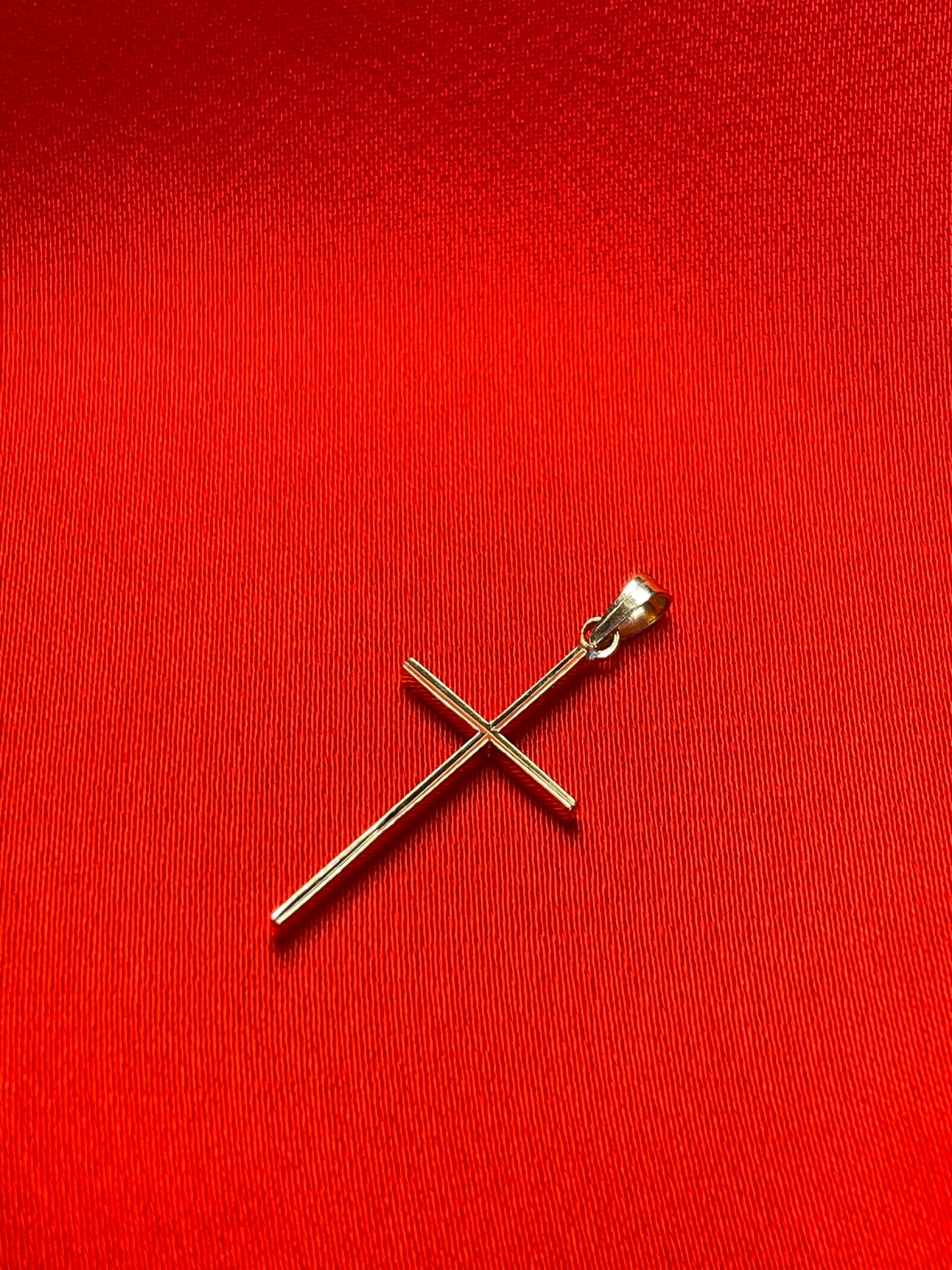 Vintage 14K Solid Yellow Gold Diamond Cut Finish Cross Pendant
